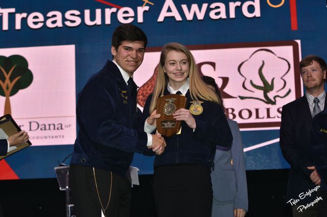 Anna Vaughn 3rd in State Outstaning Treasurer Award